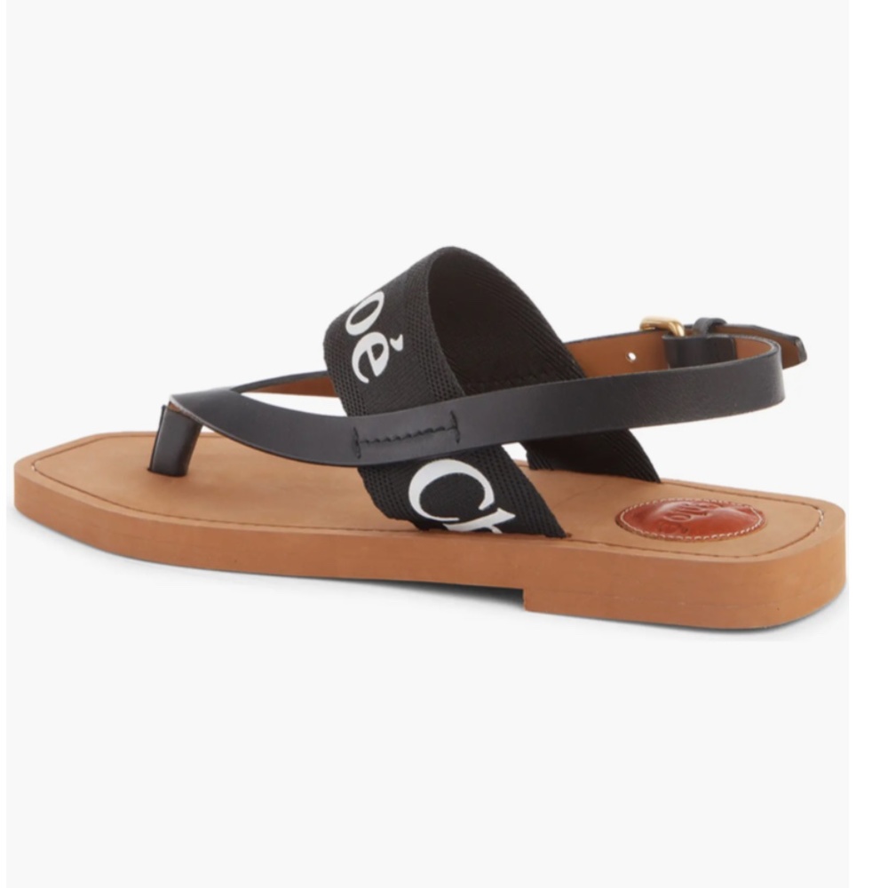 NIB $450 CHLOÉ Woody Logo Sandal (Women) in Black - size 40 EU / 10 US! - Picture 2 of 16